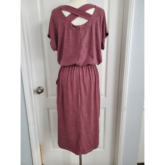 Lularoe Casual Signaturesoft Midi Criss-cross Dress With Pockets In Plum Size S - Picture 2 of 9